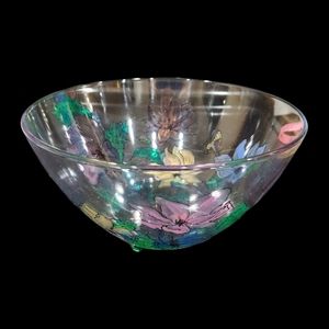 Vintage Hand-Painted Glass Bowl, Signed Rembrandts By J '98